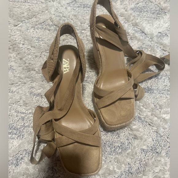 Lace Up Wedge Sandals - Picture 2 of 3